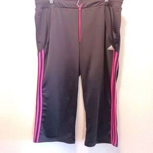 Adidas Women's Size XL Black & Pink 3- Capris Cropped Track Pants